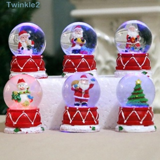 Twinkle ลูกบอลแก้วคริสตัล รูปซานตาคลอส สโนว์แมน สําหรับตกแต่งต้นคริสต์มาส สุ่มสี