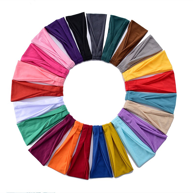 ที่คาดผม ผ้าโพกหัว แบบยืดหยุ่น สีพื้น สไตล์วินเทจ เครื่องประดับ สําหรับผู้หญิง ใส่เล่นโยคะ แต่งหน้า