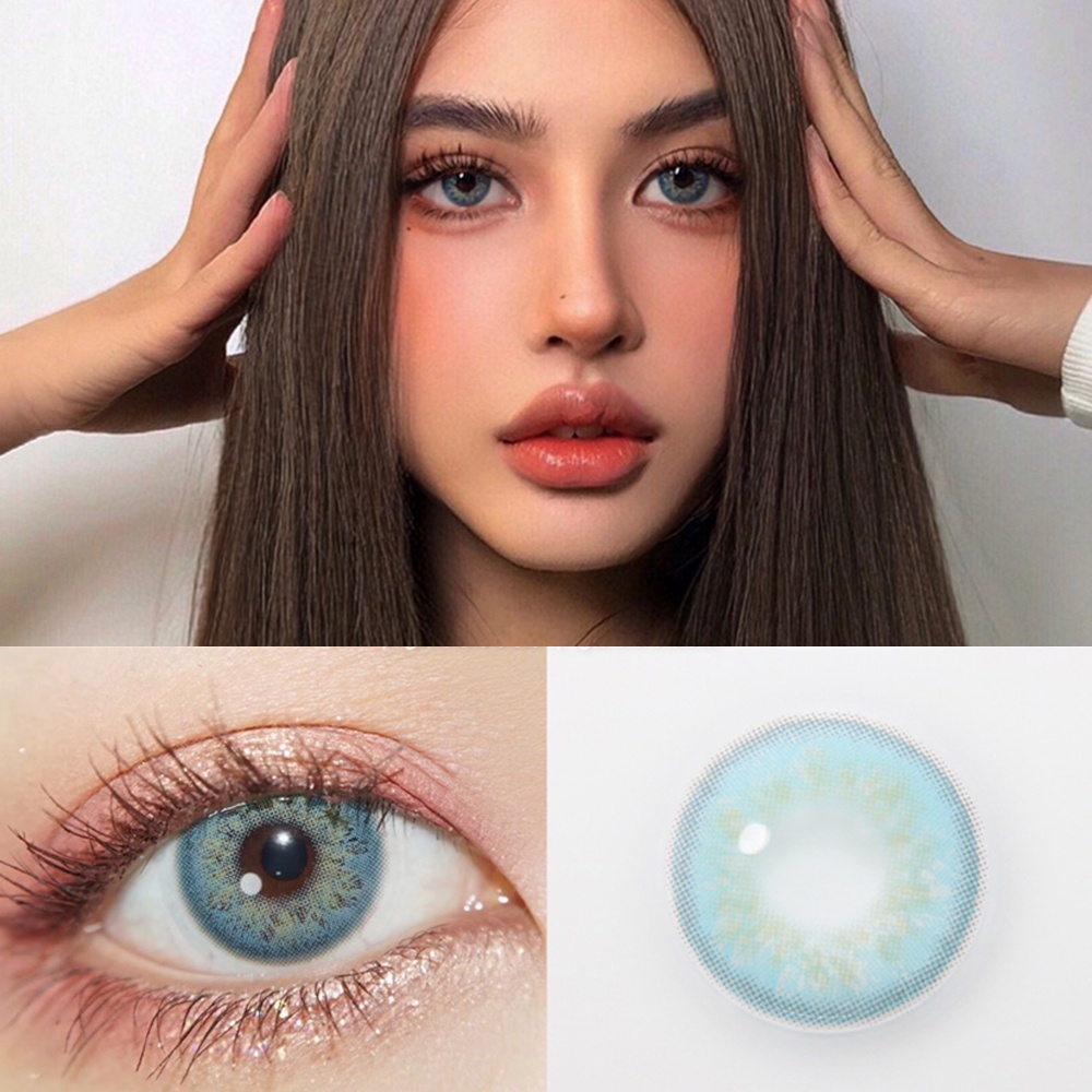 คอนแทคเลนส์ สีฟ้า 14 มม. 2 ชิ้น 1 คู่