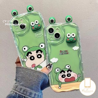 3D ตุ๊กตากบตาคู่สําหรับ IPhone 17 16 15 11 14 13 7Plus XS MAX 12 Pro Max 16 17 8 6 7 6S Plus X XR SE การ์ตูน Crayon Shin-chan คู่ 3D หยักขอบโค้ง เคส