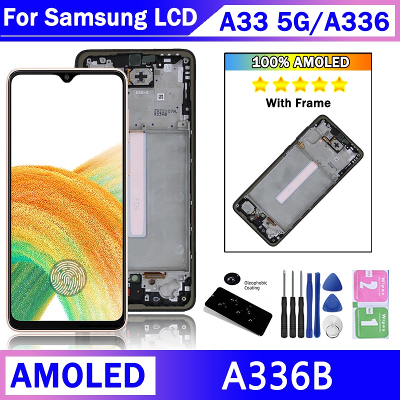AMOLED สําหรับ Samsung Galaxy A33 5G A336 A336E A336B A336M จอแสดงผล LCD Touch Screen Digitizer Asse