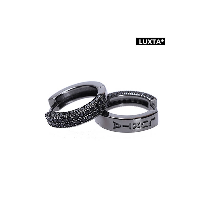 Original S925 Silver Black Earrings Men's Hip Hop Micro Rhinestone Electroplated Black Gold High Sense Personalized Earrings 069M