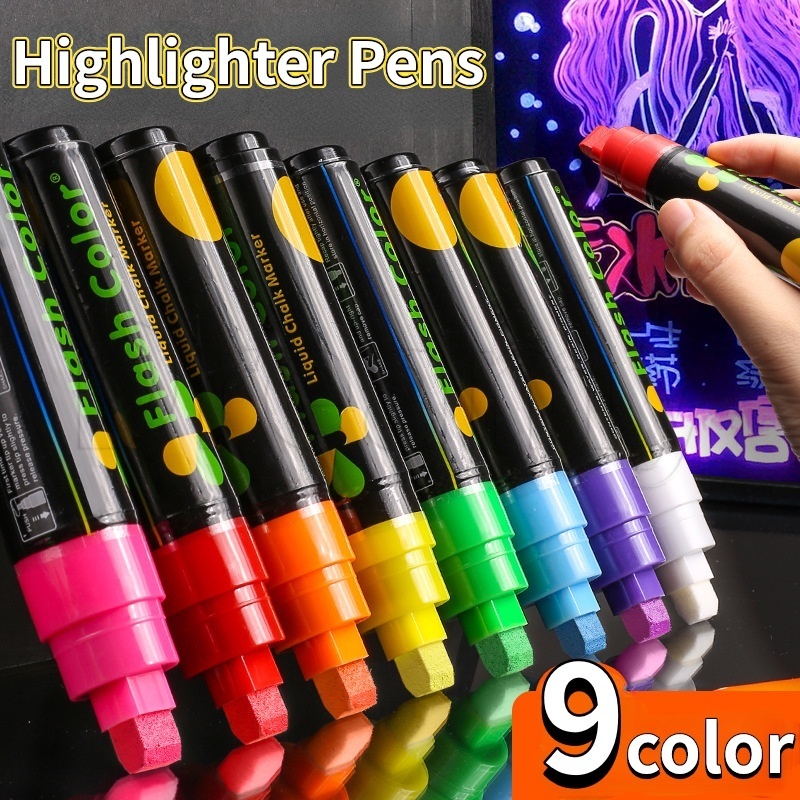 ปากกาเรืองแสง LED 9 สี ลบได้ สําหรับวาดภาพกราฟฟิตี้