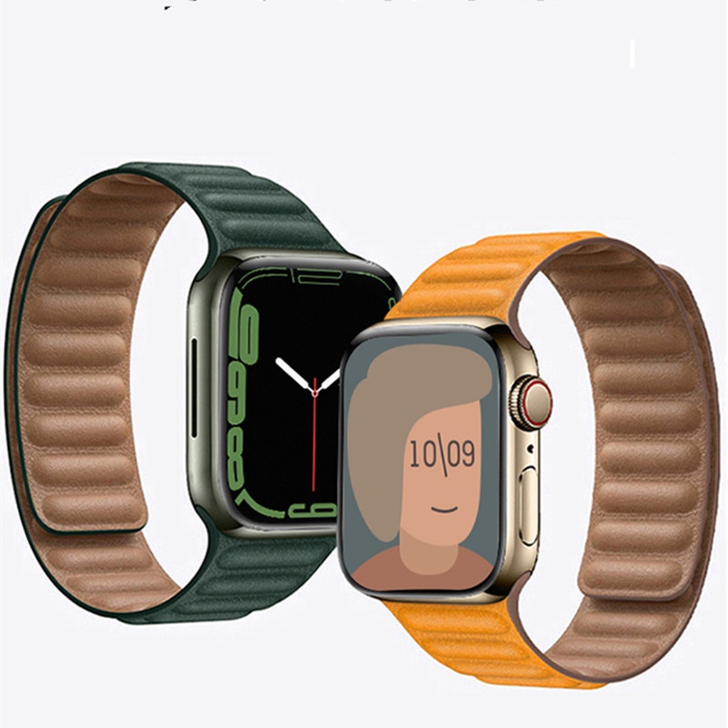 สายนาฬิกาข้อมือหนังลูกฟูก แม่เหล็ก สําหรับ Apple Watch Band 44 มม. 40 มม. iWatch Series 9 8 7 6 SE 5 4 3 2 T800 Watch8 YHMD