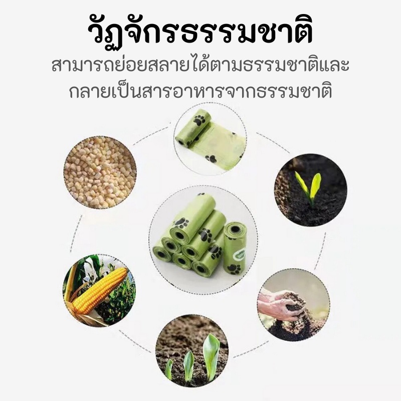 1 ม้วนถุงเซ่อสุนัขหนาถุงห้องน้ำย่อยสลายได้อย่างเต็มที่สำหรับอุปกรณ์สัตว์เลี้ยงลูกสุนัขผลิตภัณฑ์สีเขียวตู้ห้องน้ำ