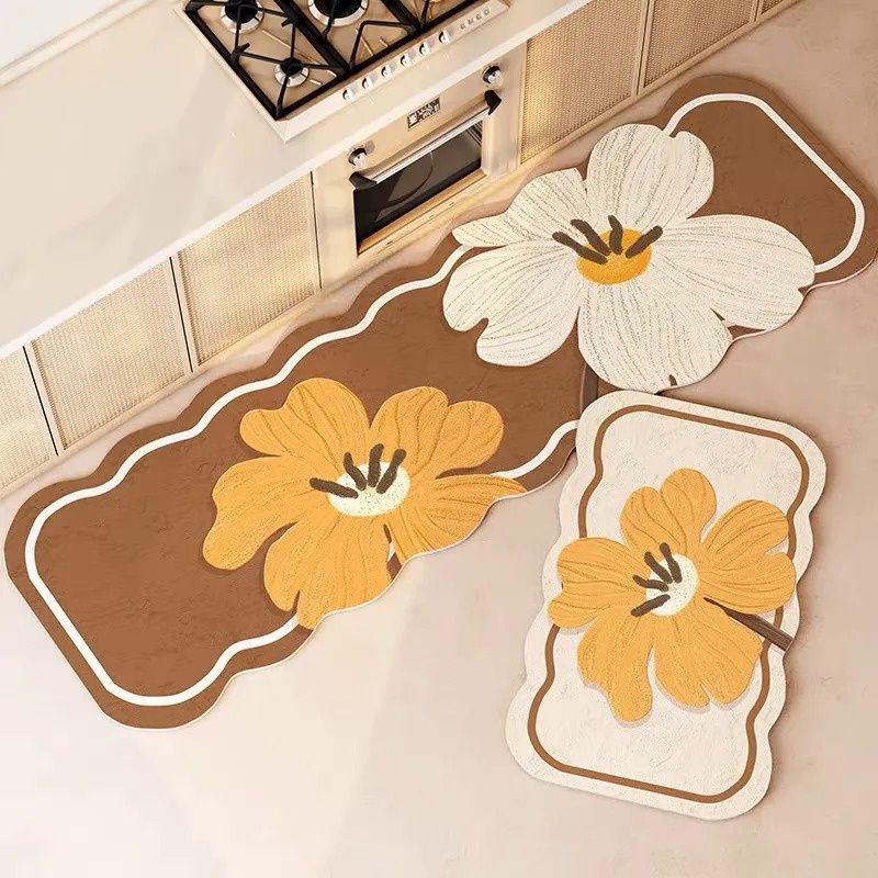 Flower Kitchen Carpet Mat Long Area Rugs for Living Room Bedroom Entrance Doormat Bath Foot Mats Hal