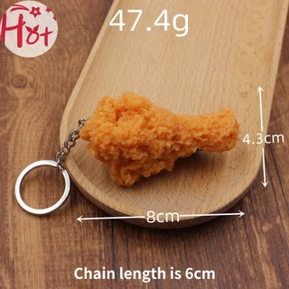GE ตลกไก่ทอดขาปีกไก่พวงกุญแจสร้างสรรค์จําลองอาหารจี้ด้วยแหวนกุญแจสําหรับกระเป๋าถือกระเป๋าอุปกรณ์เสริมสแควร์