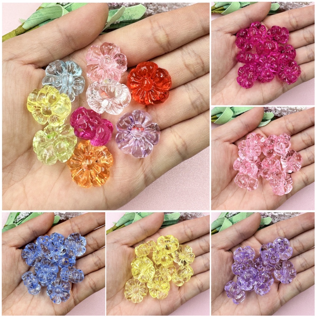 ลูกปัดอะคริลิคใส รูปดอกพลัม 19.3 มม. สําหรับทําเครื่องประดับ DIY 10 ชิ้น