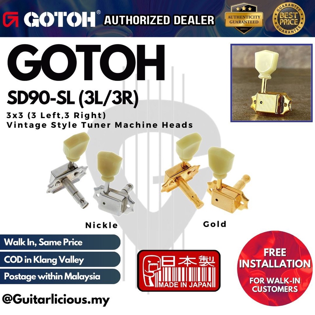 GOTOH SD90-SL สไตล์วินเทจ 3x3 (3L,3R) หัวเครื่องจูนเนอร์ SD90SL / SD-90 - อิสระสําหรับเดินใน CUSTOME