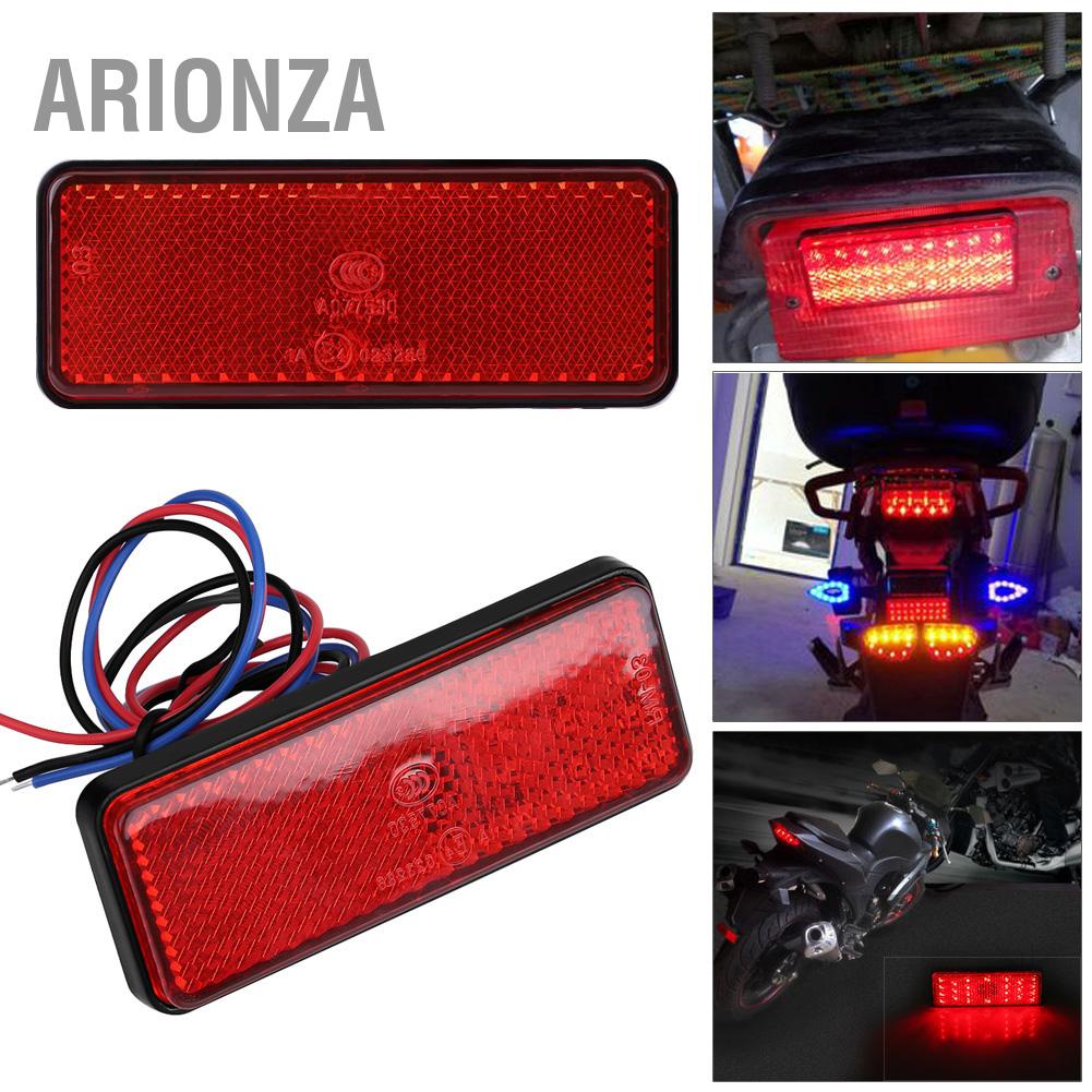ARIONZA Universal รถจักรยานยนต์สกู๊ตเตอร์ Moped สี่เหลี่ยมผืนผ้า LED Reflector ไฟท้ายไฟเบรคหยุด