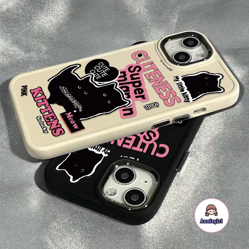 เคสไอโฟน11 ซิลิโคนนิ่ม ปิดด้านหลัง ลายตัวอักษร แมวน่ารัก สําหรับ Iphone 11 13 14 Pro Max 12 15 Pro Max XS XR 7 8 Plus