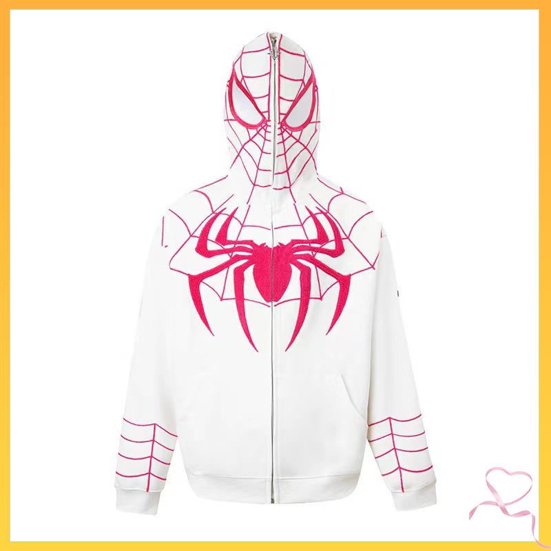 Hoodie jacket ผู้ชาย spiderman Hoodie Spider-Man ปักซิปเสื้อสเวตเตอร์ถักสําหรับผู้ชายและผู้หญิงฤดูใบ