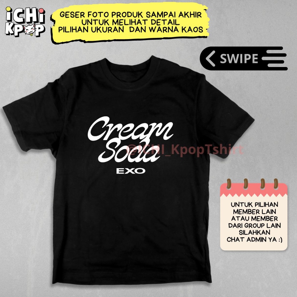 แฟชั่น เสื้อยืด พิมพ์ลายโลโก้ Exo CREAM SODA chanyeol baekhyun sehun suho kyungsoo d.o. kai chen xiu