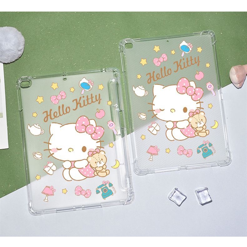 เคส TPU กันกระแทก ลายการ์ตูนคิตตี้ พร้อมช่องใส่ปากกา สําหรับ iPad gen9 gen8 gen7 10.2 Air4 Air5 gen 10 Pro11 2020 2021