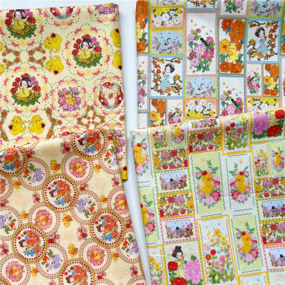 ผ้าฝ้าย พิมพ์ลายการ์ตูนมังกร สไตล์จีน แฮนด์เมด DIY สําหรับเย็บเสื้อผ้า เสื้อเชิ้ต