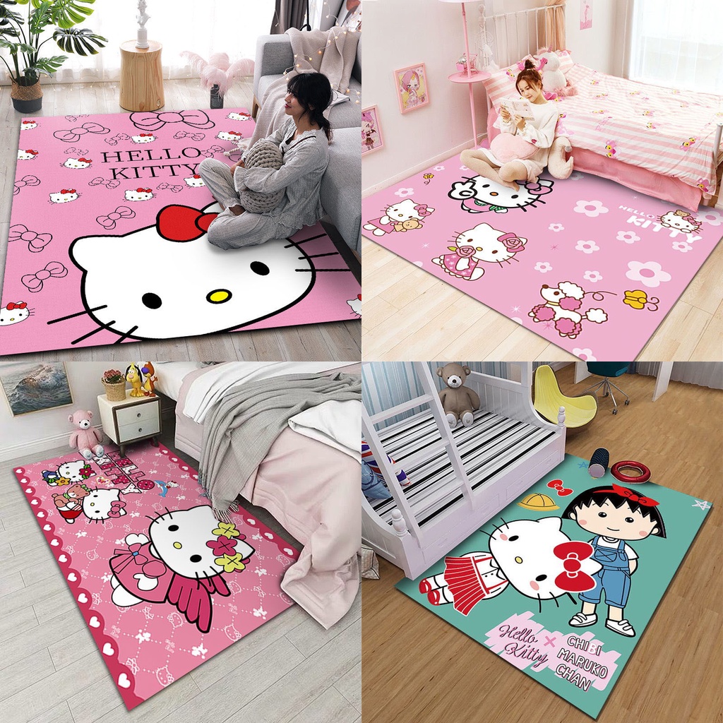 Hellokitty พรมปูพื้น ลายการ์ตูนเฮลโลคิตตี้น่ารัก ขนาดเล็ก 80*160 ซม. 80*120 ซม. 60*160 ซม. 60*90 ซม. 50*80 ซม. สําหรับห้องนอน ข้างเตียง บ้าน