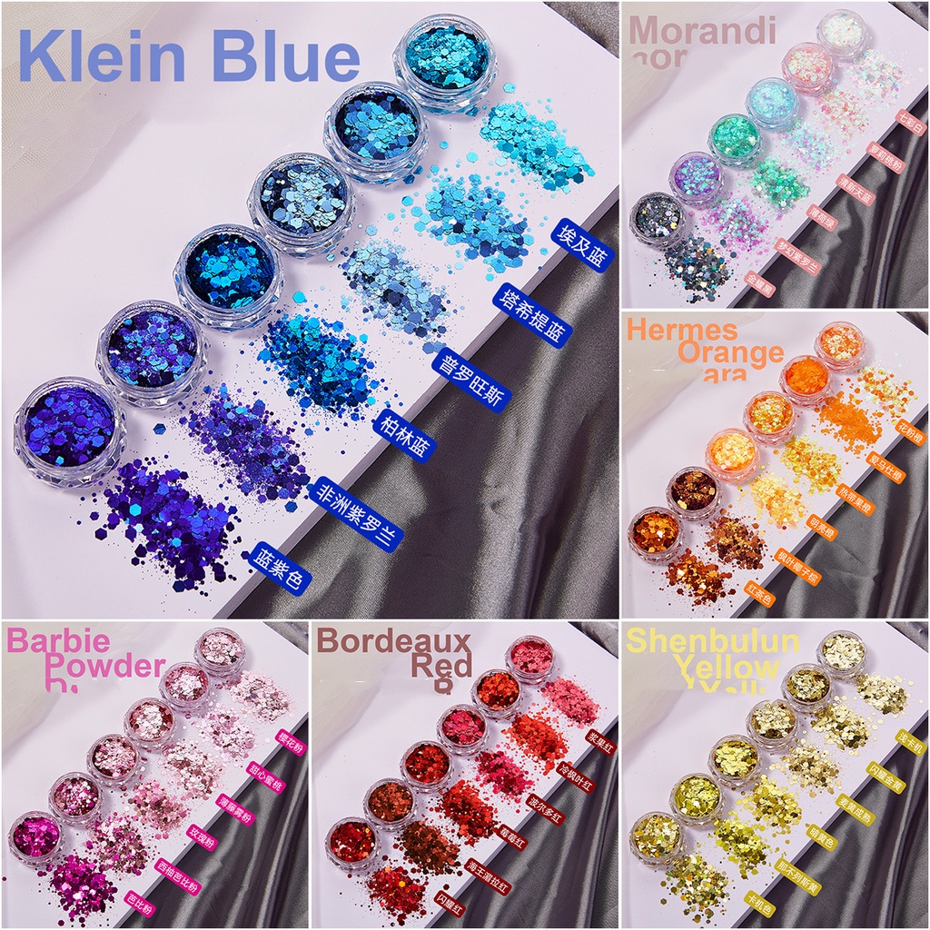 ชุดผงกลิตเตอร์อีพ็อกซี่ ผ้าลินิน สําหรับตกแต่งเล็บ 6 สี