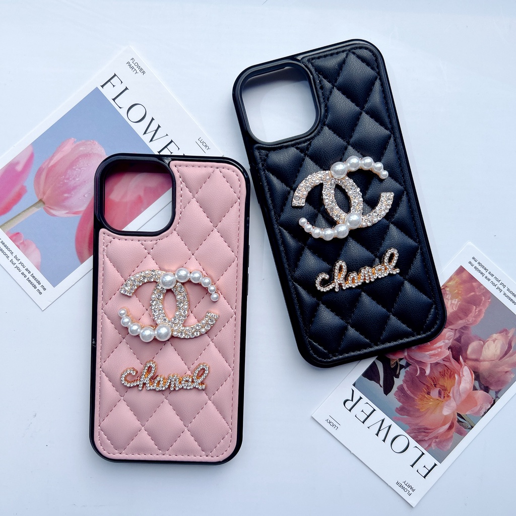 เคสโทรศัพท์มือถือหนัง กันกระแทก ประดับเพชร คุณภาพสูง สีชมพู สําหรับ iphone 15 14 13 12 11 Pro Max 15plus 14plus XsMax XR X Xs SE2020 7 8 Plus