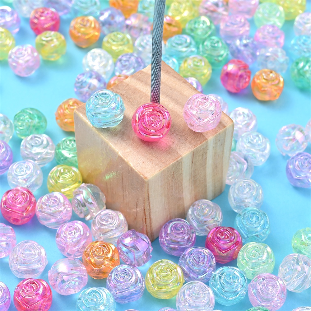 ลูกปัดใส AB ลายดอกไม้ แวววาว ขนาด 7X8 มม. สําหรับทําเครื่องประดับ สร้อยข้อมือ ต่างหู แฮนด์เมด DIY 100 ชิ้น
