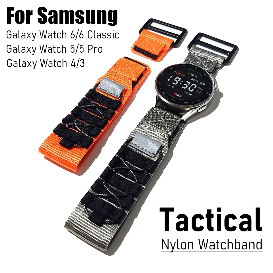 สายนาฬิกาข้อมือไนล่อนถัก สไตล์สปอร์ต คลาสสิก อุปกรณ์เสริม สําหรับ Samsung Galaxy Watch 6 Classic 43 มม. 47 มม. Samsung Galaxy 6 5 Pro 45 มม. Samsung Active 2 44 มม. 40 มม.