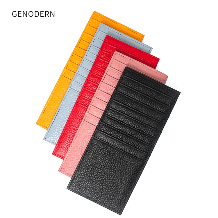 Genodern กระเป๋าใส่บัตรธนาคาร หนังวัวแท้ ใบยาว หลายช่อง
