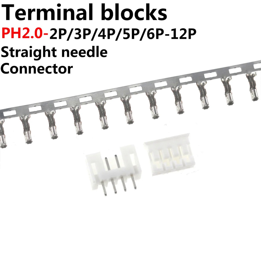 50 ชุด PH 2.0 มม.PH2.0 2/3/4/5/6/7/8-10p Connector ขั้วต่อสายไฟ Adaptor PH ชุดตรง Pin + Husing + Ter