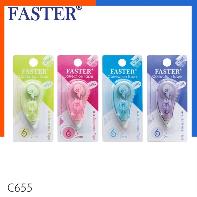 เทปลบคำผิด C655  FASTER (ฟาสเตอร์) ลิขวิด เทป ลบคำผิด มินิ เนื้อเทปจากญี่ปุ่น SAkura ซากุระ US.Stati