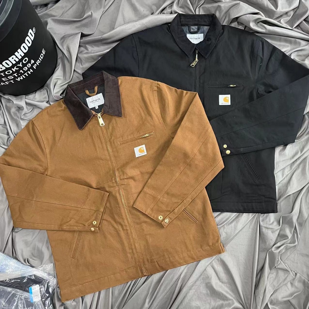 Carhartt เสื้อแจ็กเก็ต ผ้าแคนวาส แบบหนา ให้ความอบอุ่น แฟชั่นเรโทร สไตล์อเมริกัน สําหรับผู้ชาย