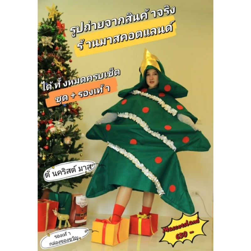 ชุดต้นคริสมาสต์พร้อมรองเท้าของขวัญ มีสินค้าพร้อมส่ง
