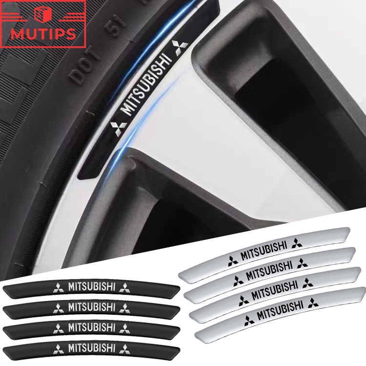 Mitsubishi 4 ชิ้น/ชุดสําหรับ สติ๊กเกอร์อลูมิเนียมติดตกแต่งล้อรถยนต์ สติกเกอร์ติดล้อรถยนต์ Xpander Cross Triton Grandis Attrage Mirage Outlander Pajero Sport ASX