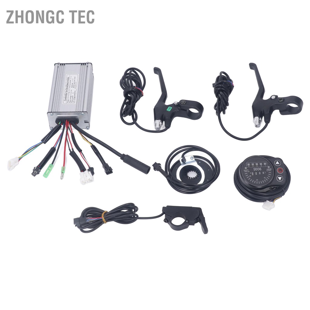 Zhongc Tec ไฟฟ้าจักรยานชุด 25A Sine Wave Controller LED900S แผง 109R Thumb คันเร่ง 8C Power Pedal Assist Sensor เบรค Levers