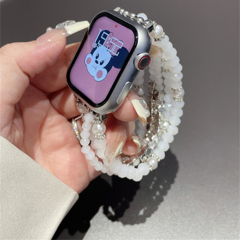 สายนาฬิกาข้อมือแฟชั่น ประดับลูกปัดดินน้ํามัน แบบนิ่ม สําหรับ Applewatch 9 iwatch8 7 6 5 4