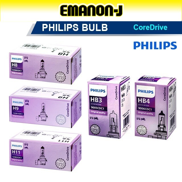 Philips CoreDrive H8 H9 H11 HB3 HB4 12V 35W 65W 55W 60W 51W มาตรฐานไฟหน้ารถอัตโนมัติหลอดไฟ