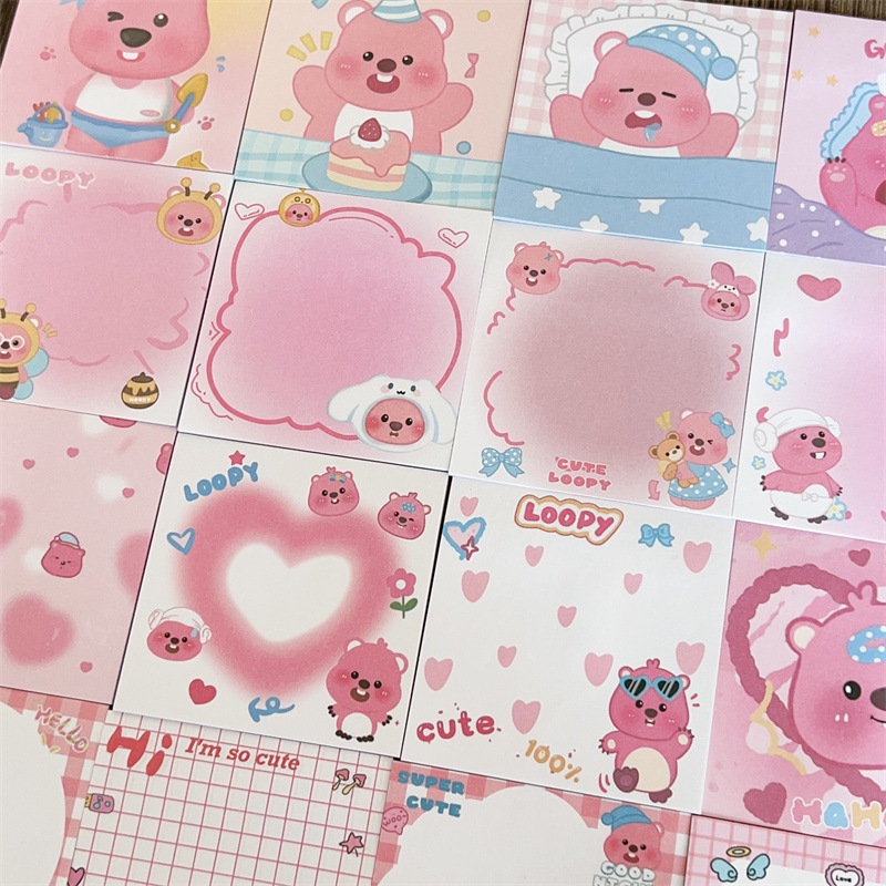 กระดาษโน๊ต ลายการ์ตูนน่ารัก สีชมพู เครื่องเขียนสํานักงาน