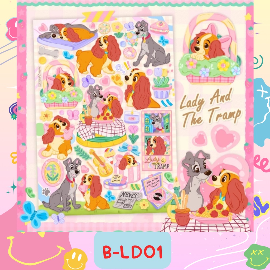 ตระกร้ารวม สติ๊กเกอร์ ลายStickerทำเคสโทรศัพท์ เลดี้ทรัมป์ Lady and the Tramp เรทB B-LD