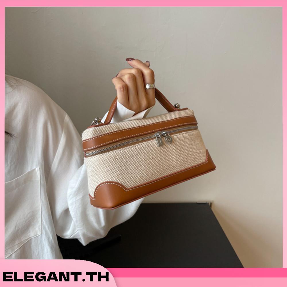 Korean Crossbody Bags กระเป๋าสะพายไหล่ ผ้าแคนวาส ปรับสายได้ สีคอนทราสต์ แฟชั่นสําหรับสตรี