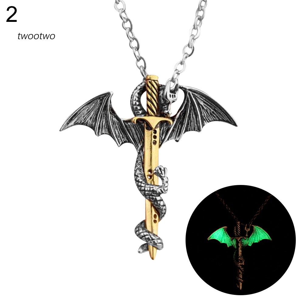 (tws) พังก์ผู้ชายเรืองแสงในดาบมังกรมืดจี้โซ่สร้อยคอเครื่องประดับพรรค