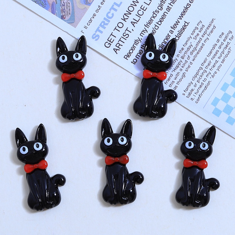 เรซิ่น diy กิ๊บติดผม เรซิ่น ลายการ์ตูนแมวดํา ขนาดเล็ก เครื่องประดับ diy แบบสร้างสรรค์