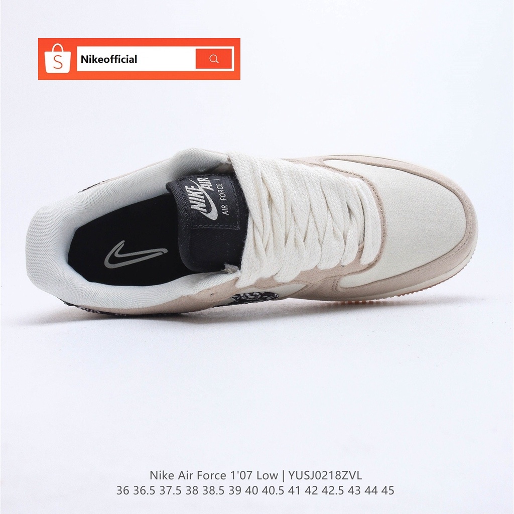 Nike Air Force 1 '07 ผ้าใบลำลองสีเทาดำของแท้ 100% สำหรับผู้หญิงและผู้ชาย รองเท้า new