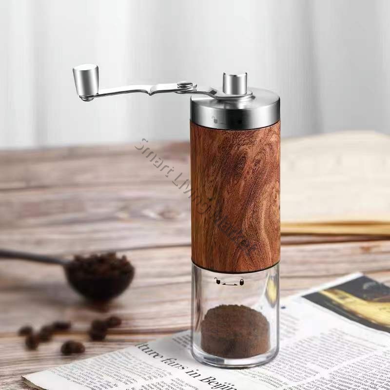 【จัดส่งที่รวดเร็ว】เครื่องบดกาแฟมือหมุนย้อนยุค เครื่องบดกาแฟ สแตนเลส เกรดพรีเมียม บดกาแฟ บดเมล็ดกาแฟ ลายไม้ hand coffee