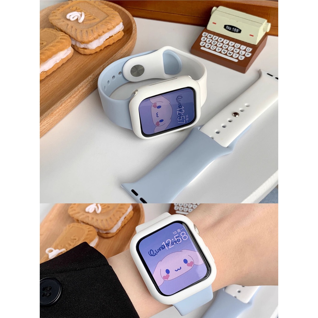 INS สายนาฬิกาซิลิโคนกีฬาลายการ์ตูนสีสำหรับ Apple s789se2นาฬิกา appliwatch6543