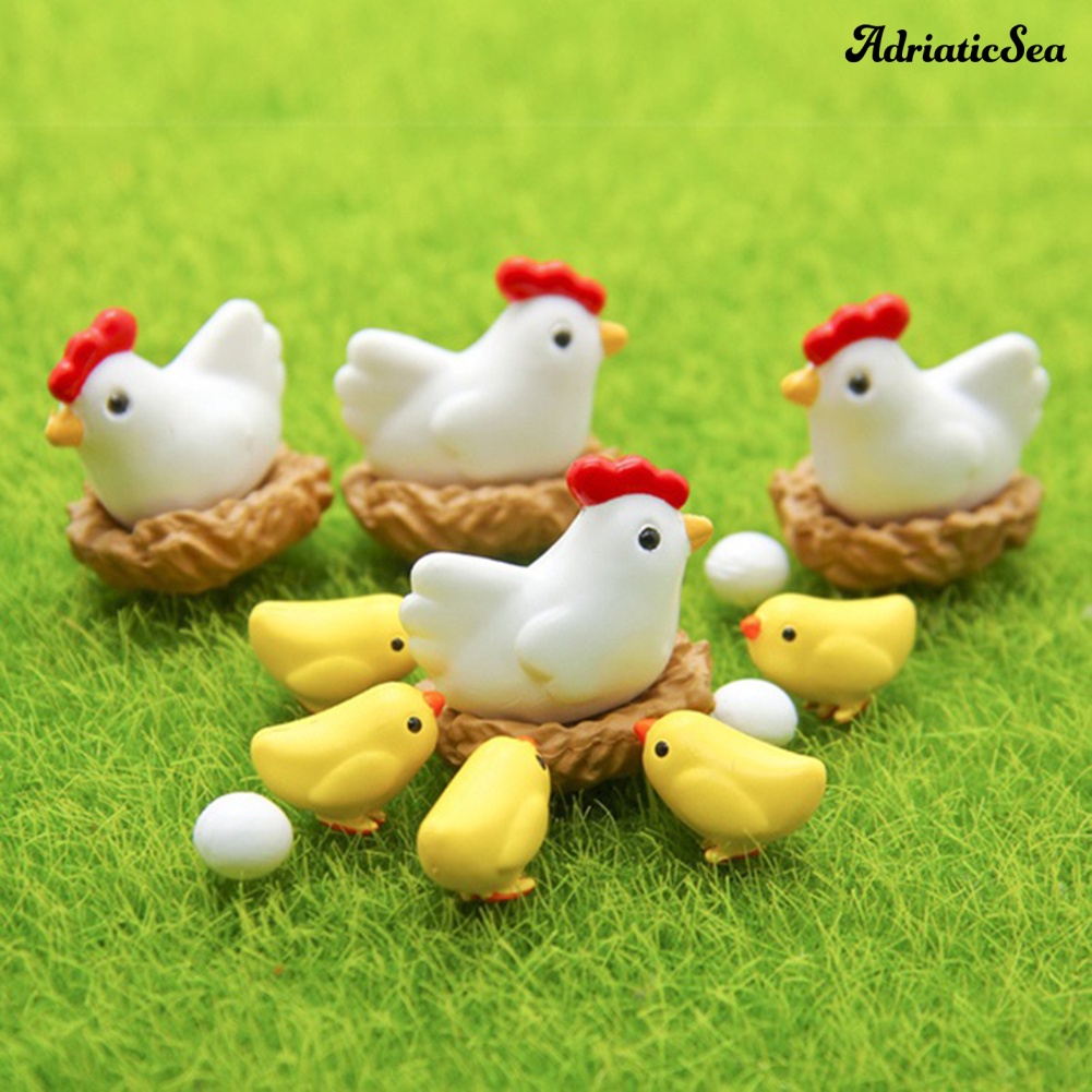 [COD]✪รูปปั้นไก่จิ๋ว สําหรับตกแต่งบ้านตุ๊กตา 12 ชิ้น