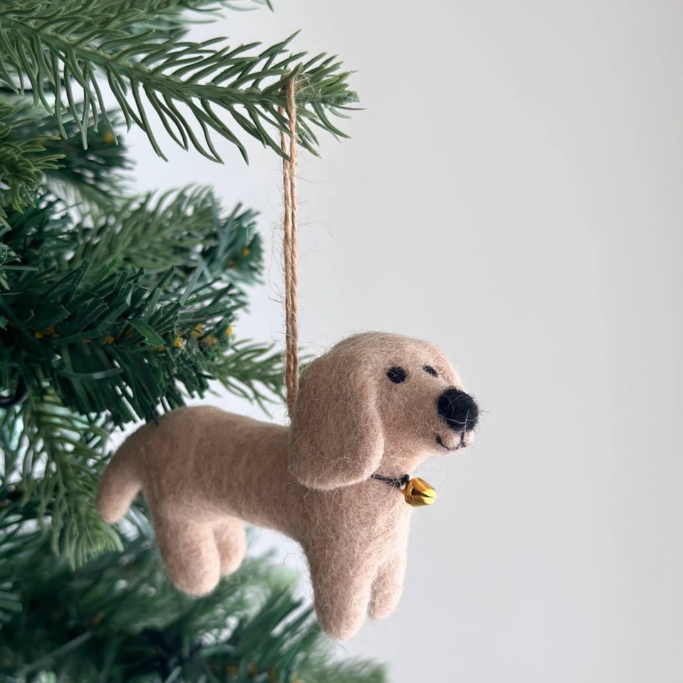 【งานเฟลท์】ของตกแต่งวันคริสต์มาส ตุ๊กตาใยขนแกะ หมาดัชชุน / Felt Ornament - Dachshund Dogs