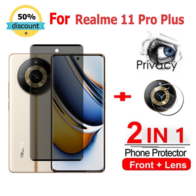 2 in 1 ฟิล์ม Realme 11 Pro Plus ฟิล์มกระจกนิรภัยกันรอยหน้าจอ กันแอบมอง เพื่อความเป็นส่วนตัว สําหรับ 