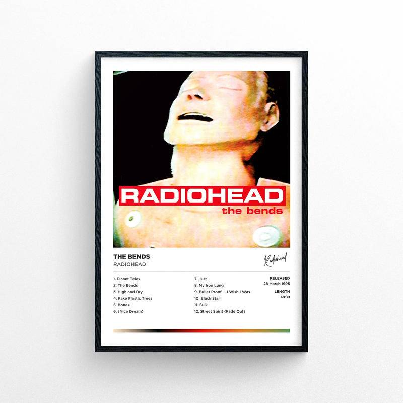 Radiohead - โปสเตอร์ พิมพ์ลาย The Bends Unframed | สไตล์โพลารอยด์ | ปกอัลบั้ม งานศิลปะ