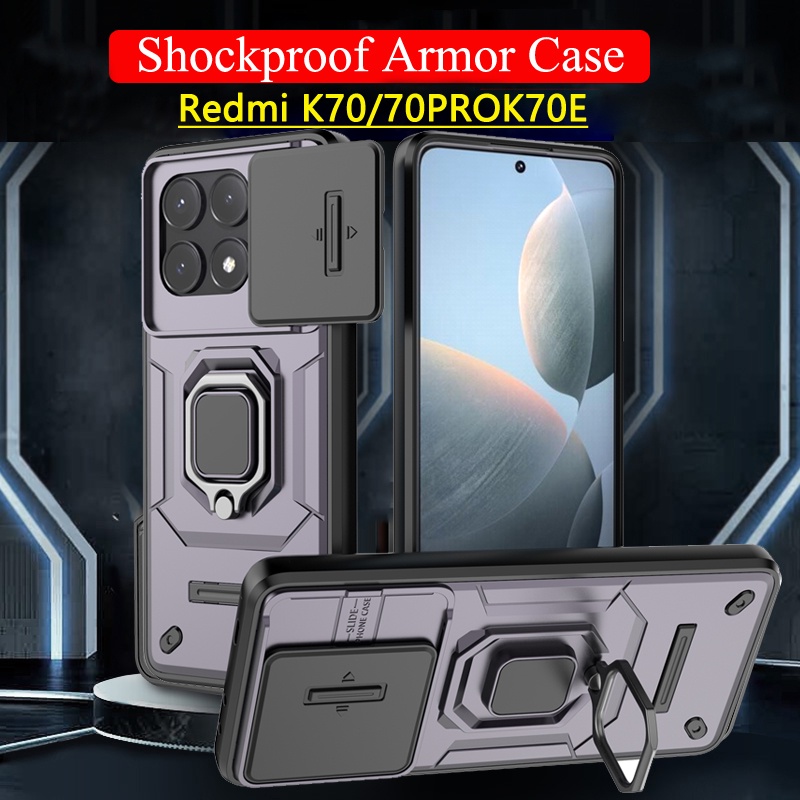 เคสโทรศัพท์มือถือ กันกระแทก ป้องกันเลนส์กล้อง พร้อมแหวนขาตั้ง สําหรับ POCO X6 Pro X6PRO Redmi K70 Pr