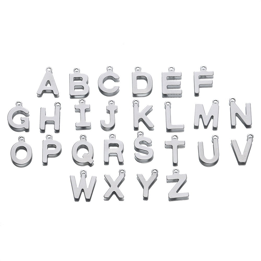 St. kunkka จี้สเตนเลส 26 ตัวอักษร เข้าได้กับทุกชุด สําหรับทําเครื่องประดับ สร้อยคอ สร้อยข้อมือ งานฝีมือ DIY 50 ชิ้น