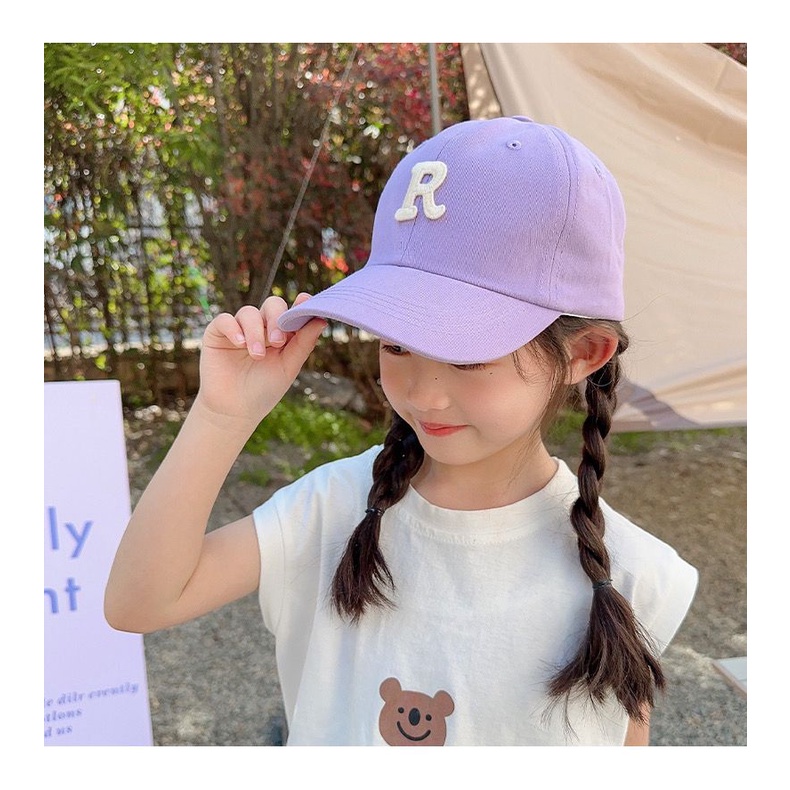 หมวกเบสบอล หมวกกันแดด ลายการ์ตูนตัวอักษร ดอกไม้ สีม่วง สไตล์ใหม่ เหมาะกับเล่นกีฬากลางแจ้ง สําหรับเด็กผู้หญิง นักเรียน