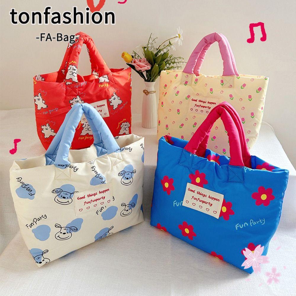 Tonfashion กระเป๋าสะพายไหล่ ผ้าฝ้าย ทรงโท้ท ขนาดใหญ่ จุของได้เยอะ แฟชั่นสําหรับผู้หญิง