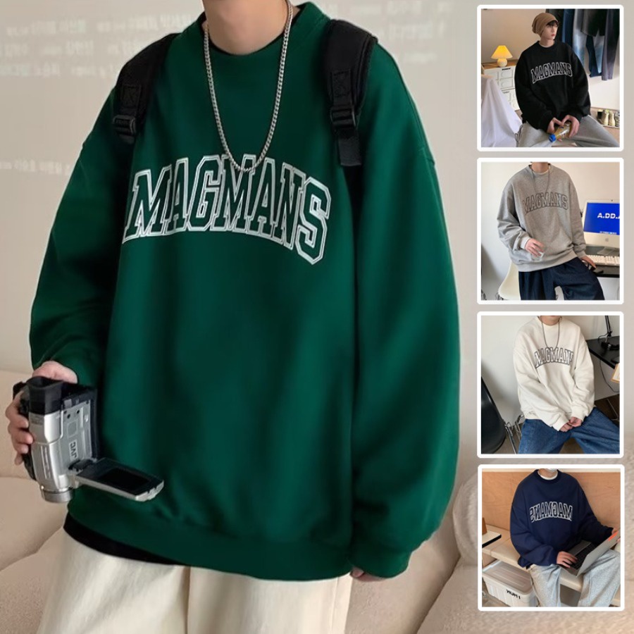 【M-8XL】เสื้อกันหนาว แขนยาว พิมพ์ลายตัวอักษร โอเวอร์ไซซ์ สไตล์เกาหลี พลัสไซซ์ สําหรับผู้ชาย